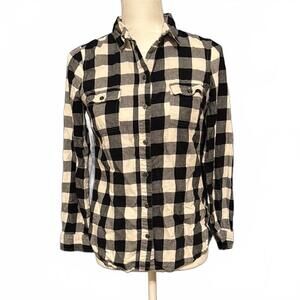 Old Navy Black and White Checkered Flannel Shirt